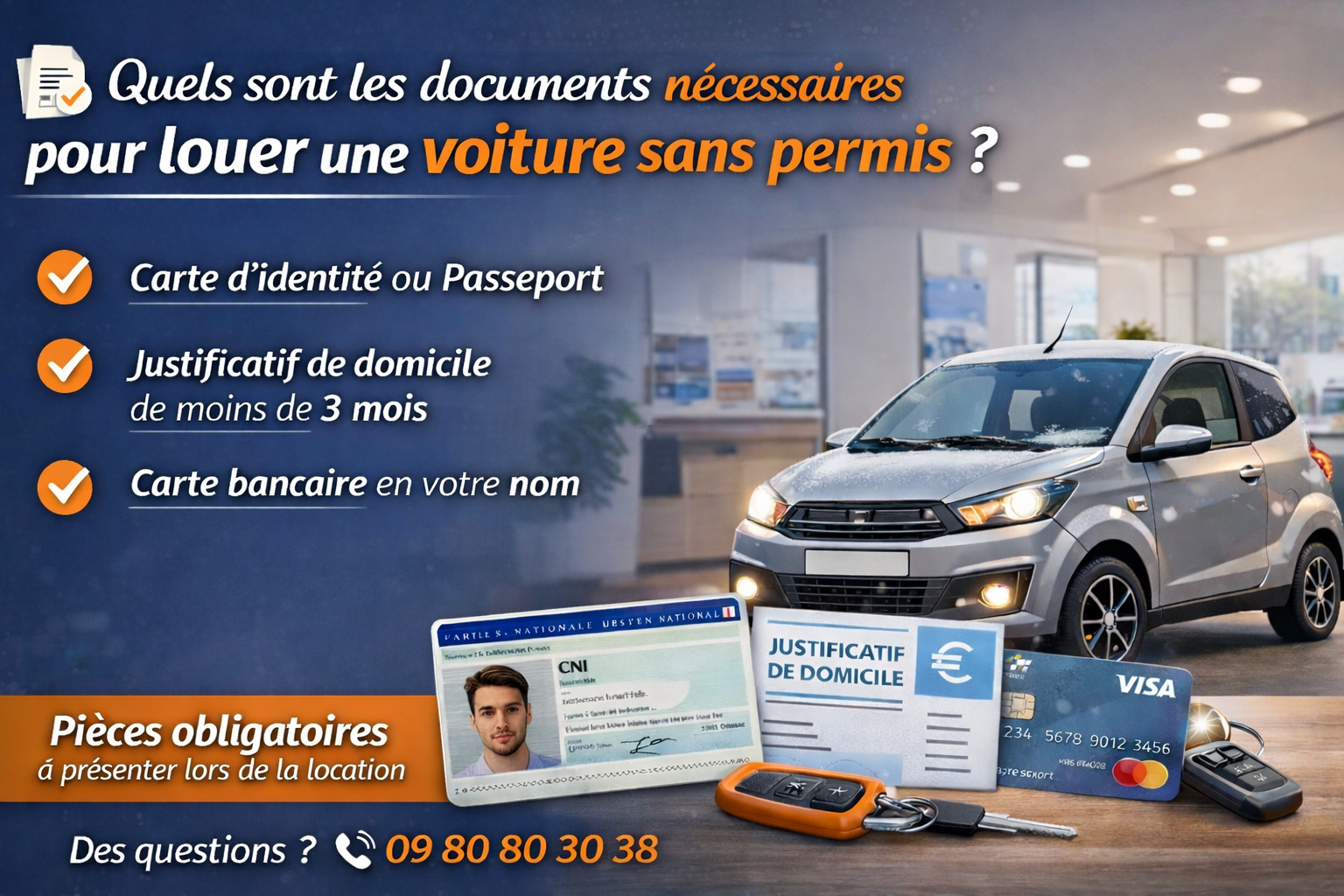 🧾 Quels sont les documents nécessaires pour louer une voiture sans permis ?